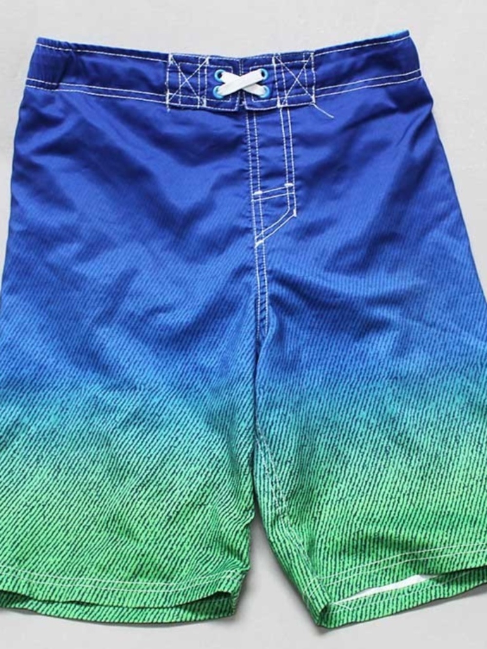 Cherokee Boys L 12-14 Board Shorts Blue Green Ombre Swim Trunks Mesh Lined